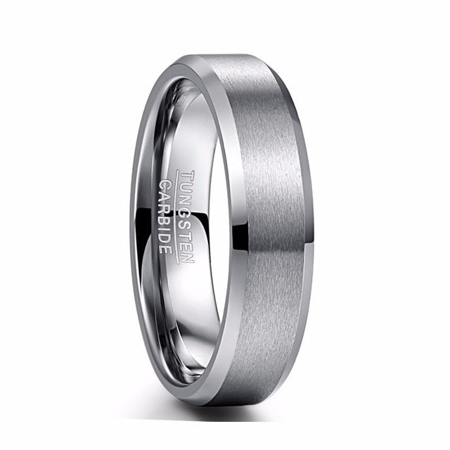 Men's 6mm Classic Tungsten Brushed Silver Tungsten Carbide Ring