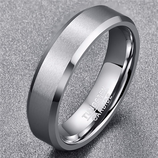 Men's 6mm Classic Tungsten Brushed Silver Tungsten Carbide Ring