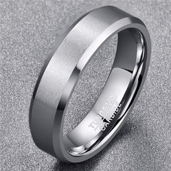 Men's 6mm Classic Tungsten Brushed Silver Tungsten Carbide Ring