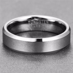 Men's 6mm Classic Tungsten Brushed Silver Tungsten Carbide Ring