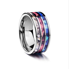 Women's 10mm Triple Inlaid Shell Tungsten Carbide Ring