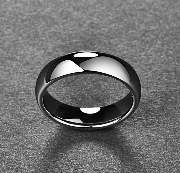 Men's 6mm Polished Silver Wedding Band Tungsten Carbide Ring