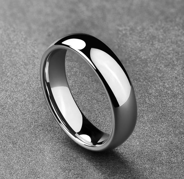 Men's 6mm Polished Silver Wedding Band Tungsten Carbide Ring