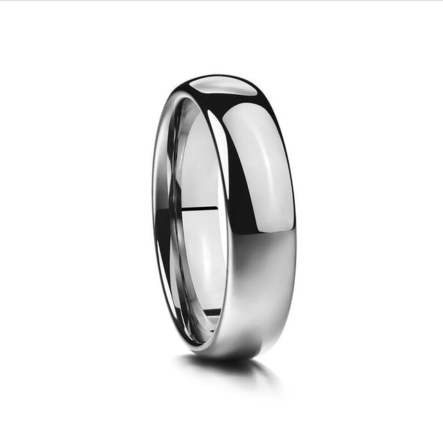 Men's 6mm Polished Silver Wedding Band Tungsten Carbide Ring