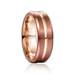Men's 8mm Rose Gold and Rose Gold Inner Groove Tungsten Carbide Ring