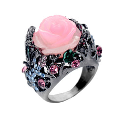 Women's 'Mother Earth' Peony Rose Flower Tree Vine Lizard Tungsten Carbide Ring