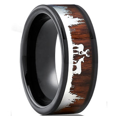 Men's 8mm Hunting Wood Inlay Tungsten Carbide Ring