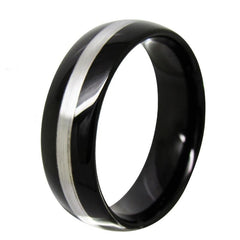 Men's 8mm Matte Black/Blue/Gold Domed Classic Tungsten Carbide Ring