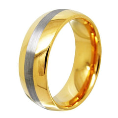 Men's 8mm Matte Black/Blue/Gold Domed Classic Tungsten Carbide Ring