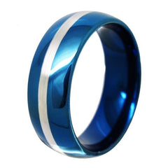 Men's 8mm Matte Black/Blue/Gold Domed Classic Tungsten Carbide Ring