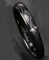 Men's 6mm Black Warrior Brushed Center Tungsten Carbide Ring