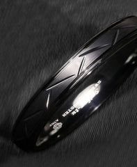Men's 6mm Black Warrior Brushed Center Tungsten Carbide Ring