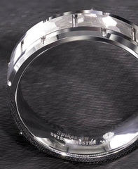 Men's 8mm Hammered Silver Inlay Silver Tungsten Carbide Ring