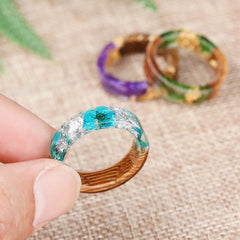Women's 6.5mm 'Coral Reef' Zebra Wood and Acetate Acrylic Ring