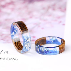 Women's 6.5mm 'Coral Reef' Zebra Wood and Acetate Acrylic Ring