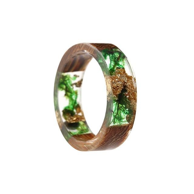 Women's 6.5mm 'Coral Reef' Zebra Wood and Acetate Acrylic Ring