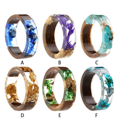 Women's 6.5mm 'Coral Reef' Zebra Wood and Acetate Acrylic Ring