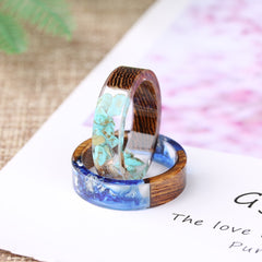 Women's 6.5mm 'Coral Reef' Zebra Wood and Acetate Acrylic Ring