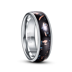 Men's 8mm Copper Shavings Black Opal Inlay Tungsten Carbide Ring