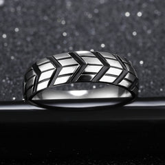Men's 6mm Tire Print Silver Tungsten Carbide Ring