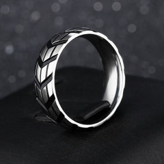 Men's 6mm Tire Print Silver Tungsten Carbide Ring