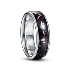 Men's 8mm Copper Shavings Black Opal Inlay Tungsten Carbide Ring