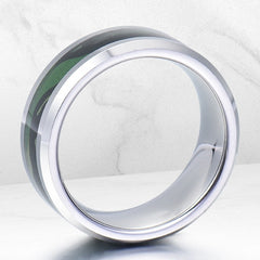 Men's 8mm Camouflage Inlay Silver Tungsten Carbide Ring