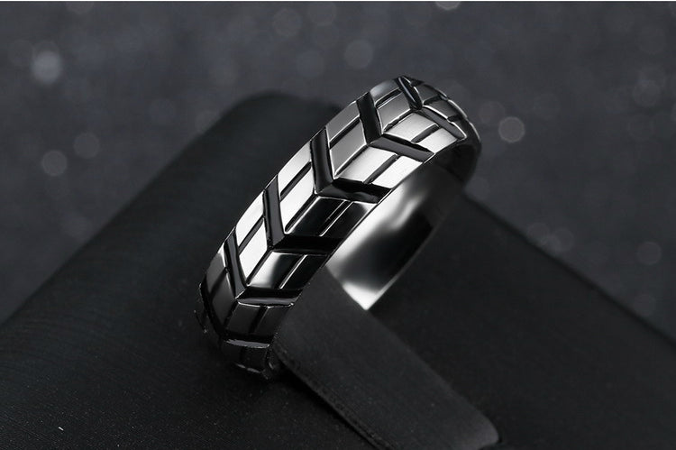 Men's 6mm Tire Print Silver Tungsten Carbide Ring