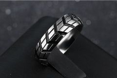 Men's 6mm Tire Print Silver Tungsten Carbide Ring