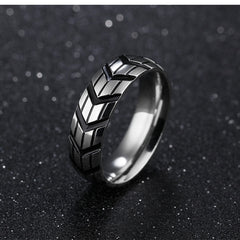 Men's 6mm Tire Print Silver Tungsten Carbide Ring