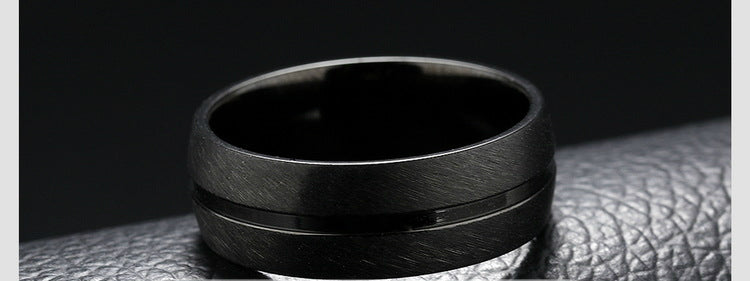 Men's 9mm Polished Inner Groove Matte Black Tungsten Carbide Ring