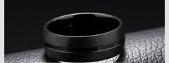 Men's 9mm Polished Inner Groove Matte Black Tungsten Carbide Ring