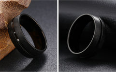 Men's 9mm Polished Inner Groove Matte Black Tungsten Carbide Ring
