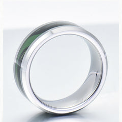 Men's 8mm Camouflage Inlay Silver Tungsten Carbide Ring