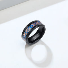 Men's 8mm Rose Gold Gear Inlay Black Tungsten Carbide Ring