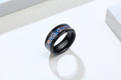 Men's 8mm Rose Gold Gear Inlay Black Tungsten Carbide Ring
