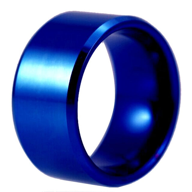 Men's 12mm Blue Tungsten Carbide Ring