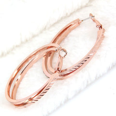 Women's Rhinestone Rose Gold Plated Dual Hoop Earrings