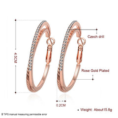 Women's Austrian Crystal CZ Dual Rose Gold Plated Hoop Earrings