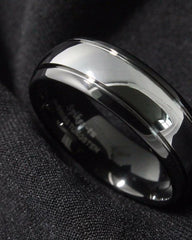 Men's 8mm Dome Polished Black Tungsten Carbide Ring