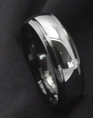 Men's 8mm Dome Polished Black Tungsten Carbide Ring