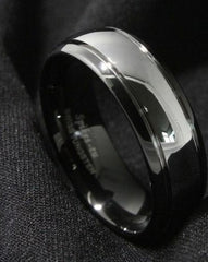 Men's 8mm Dome Polished Black Tungsten Carbide Ring