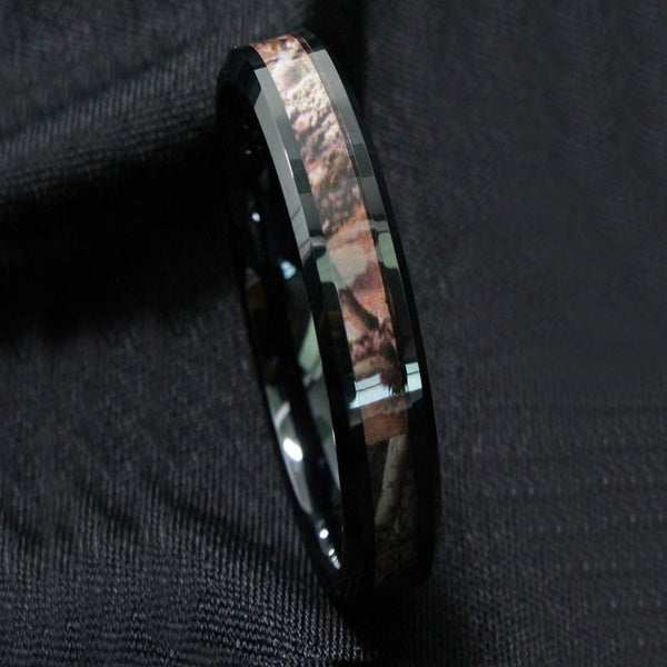 Men's 6mm Forest Camouflage Inlay Tungsten Carbide Ring