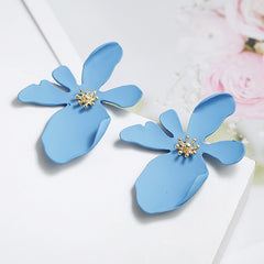 Elegant Blue Lilly Post Earrings