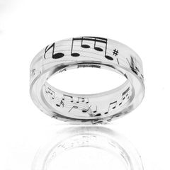 Women's 6.5mm 'Musical Notes' Clear Acetate Acrylic Ring